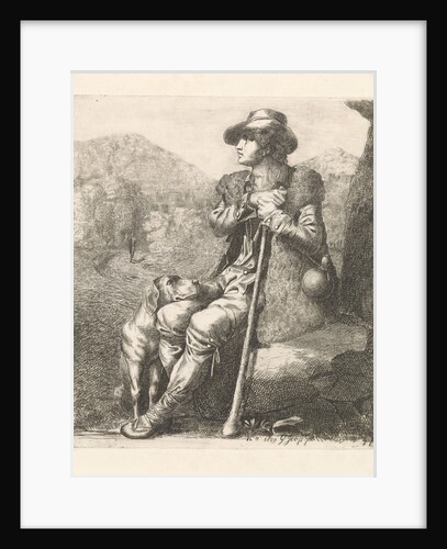 Resting shepherd with dog by George Jooss