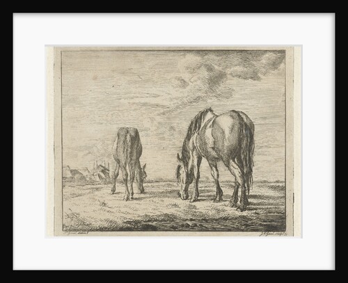 Two grazing horses by Pieter Gaal