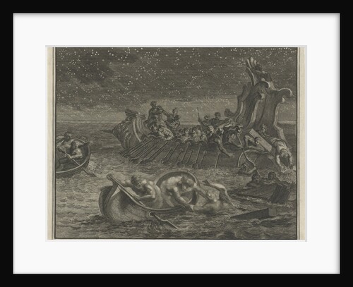 Galeischip rescues shipwrecked by Jacob Houbraken