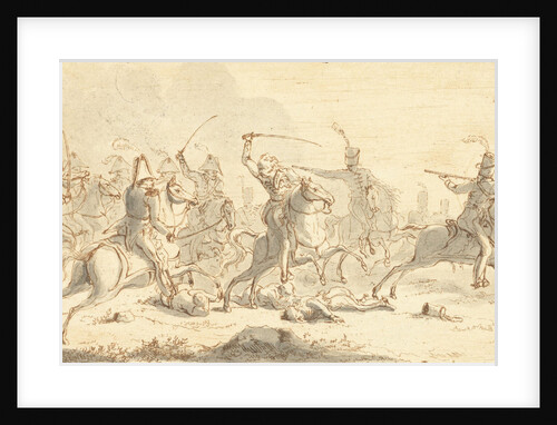 Cavalry during a battle by Gerardus Emaus de Micault