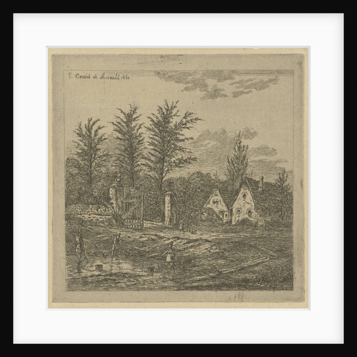 Three men in a quarry by Gerardus Emaus de Micault