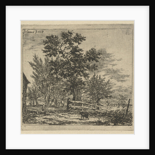 Dog in yard by Gerardus Emaus de Micault