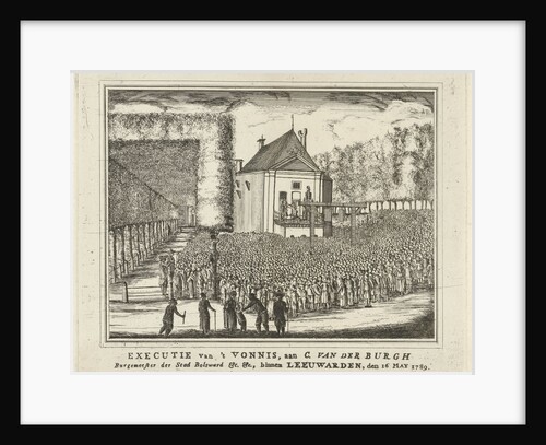 Execution of Cornelis van der Burg, Mayor of Bolsward, Leeuwarden on 16 May 1789, for the scaffold, a large mass of spectators by Rienk Jelgerhuis