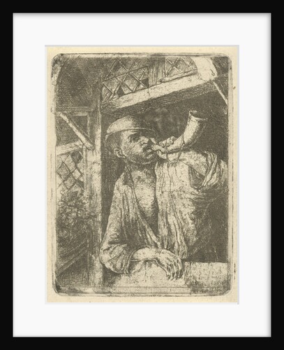Bakker blows a horn by Adriaen van Ostade