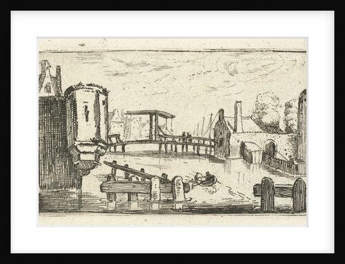 canal with drawbridge in a city by Anonymous