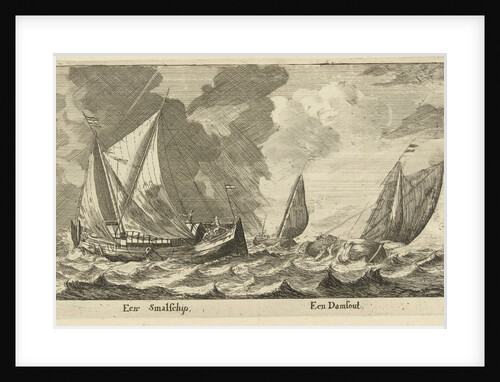 Two ships: a small ship and a Dam Runner by Reinier Nooms