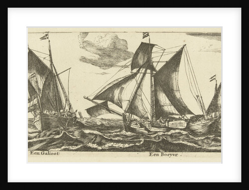 Two ships: a galliot and boeier by Reinier Nooms