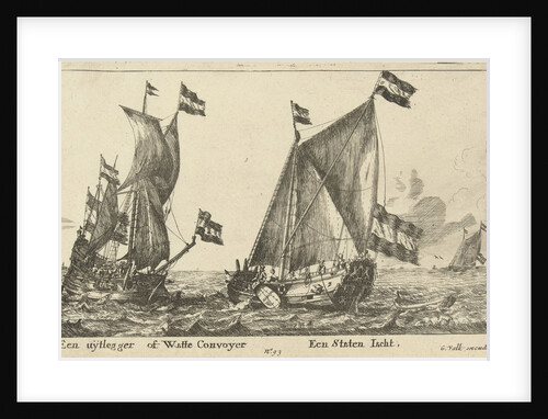 Two ships: a Statenjacht and an interpreter by Gerard Valck