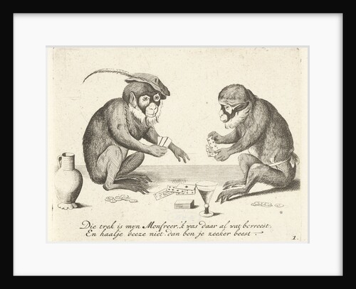 Two monkeys cards by Anonymous