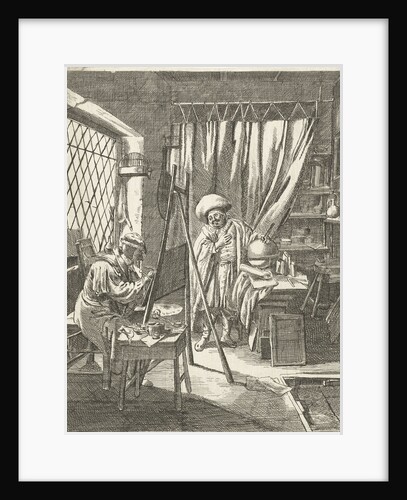 Painter with a model in his studio, Wouter Dam by Cornelis Dusart