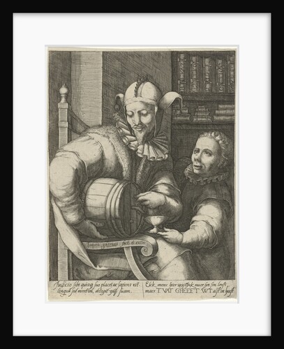 Jester with wine cask by Anonymous