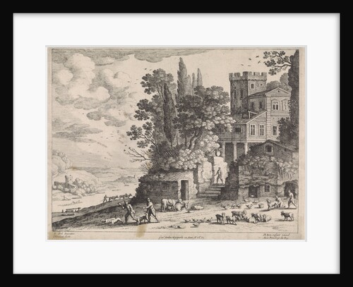 landscape with a house, figures and cattle by Antoine Bonenfant