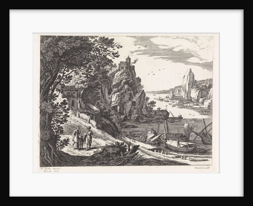 Landscape with the expulsion of Hagar and Ishmael, Perelle by Drevet