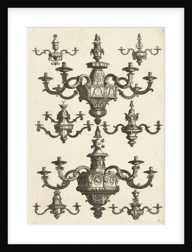 Two large and six small chandeliers, Daniël Marot (I) by Anonymous