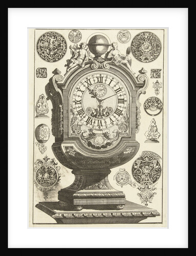 clock on pedestal, crowned with globe, Daniël Marot (I) by Anonymous