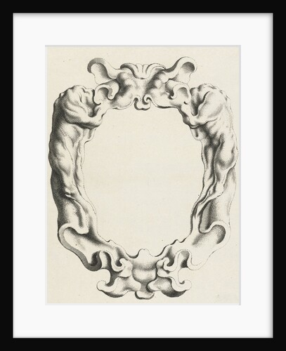 Cartouche with lobe ornament with two animals by Clement de Jonghe