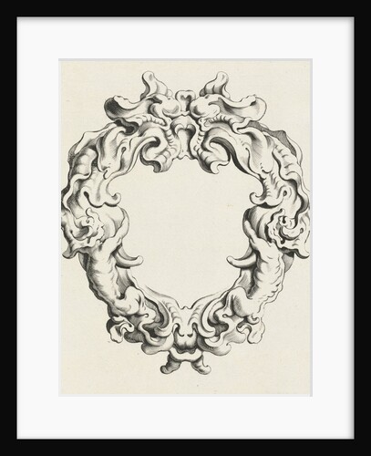 Cartouche with lobe ornament with two satyrs by Clement de Jonghe