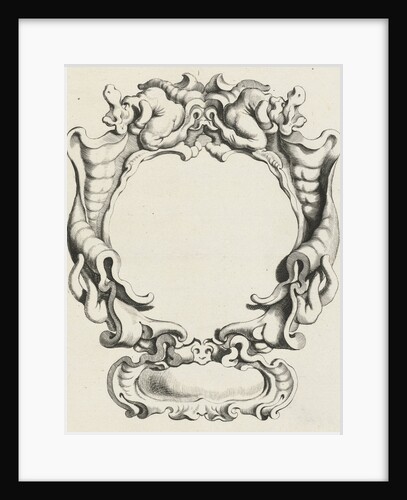 Cartouche with lobe ornament consisting of a large and small compartment by Clement de Jonghe
