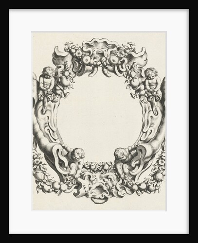 Cartouche with lobe ornament, above and below a mask by Clement de Jonghe