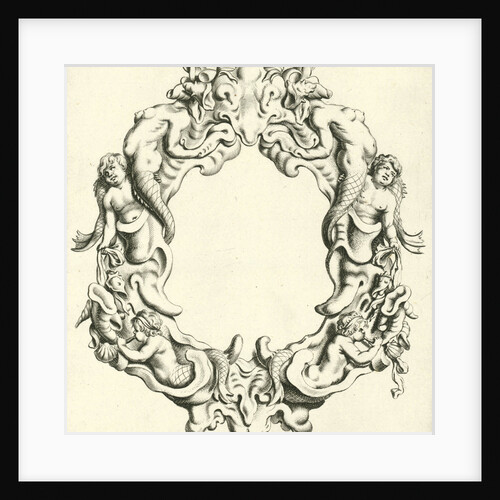 Both the lower right and left under a sea god blowing on a sea shell by Michiel Mosijn