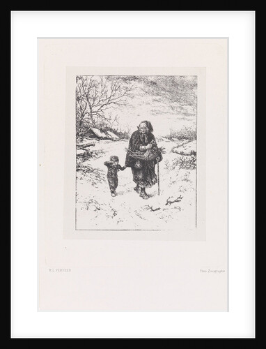 Wood gatherers with a crying child, Elchanon Verveer by Maurits Verveer