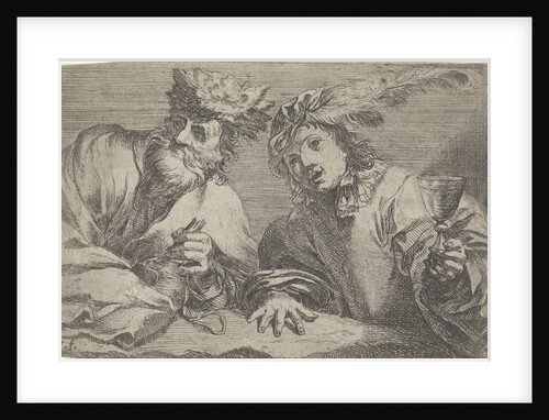 Old and young man at a table by Johann Liss