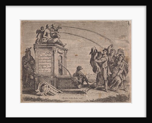 Group of people at fountain by Martinus van den Enden I