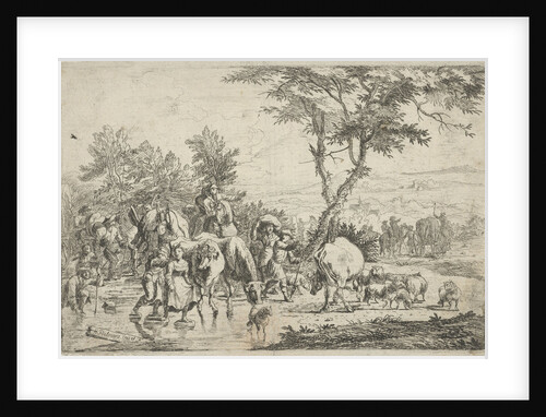 Farmers stabbing a creek with their flock by H. Pielmans