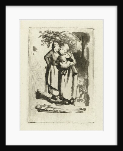 Two standing peasant women, one with a child on her arm by Marie Lambertine Coclers