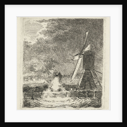 Windmill in a polder by Louis Bernard Coclers