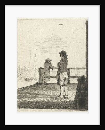 Two sailors in the harbor waiting by Louis Bernard Coclers