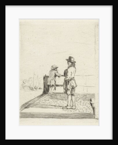 Two sailors in the harbor waiting by Louis Bernard Coclers