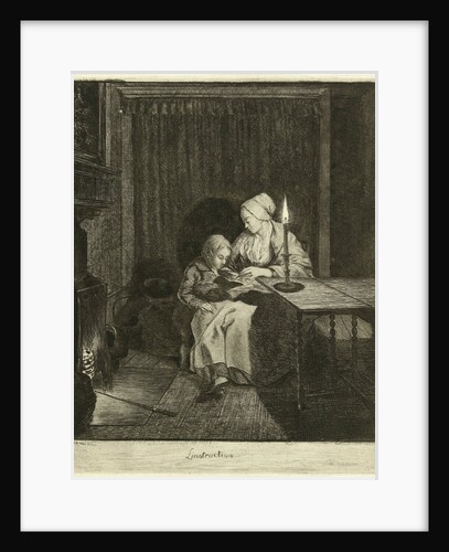 Mother giving her son lesson by Louis Bernard Coclers