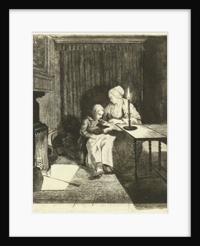 Mother giving her son lesson by Louis Bernard Coclers