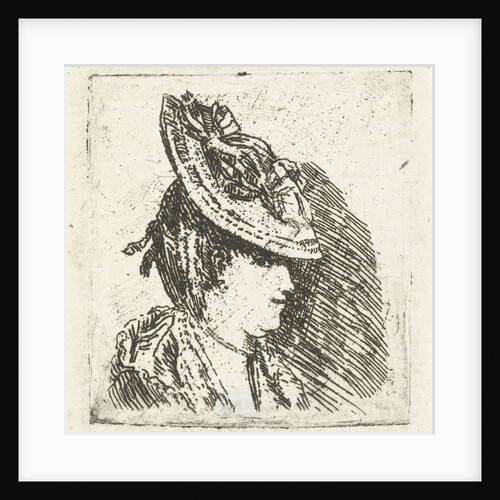 Head Study of a young woman with hat by Louis Bernard Coclers