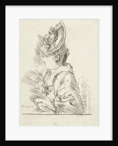 Portrait of a young lady with hat in profile to the left by Louis Bernard Coclers