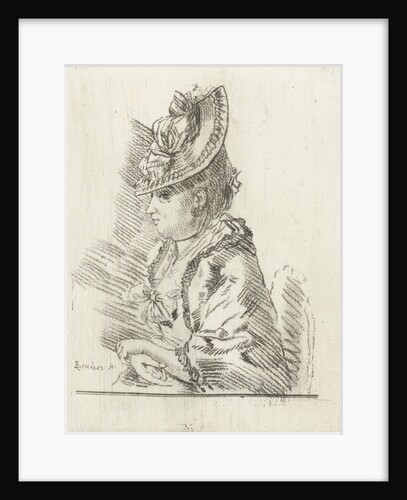 Portrait of a young lady with hat in profile to the left by Louis Bernard Coclers