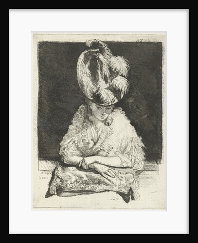 Portrait of a Young Woman with hat looking out the window by Louis Bernard Coclers