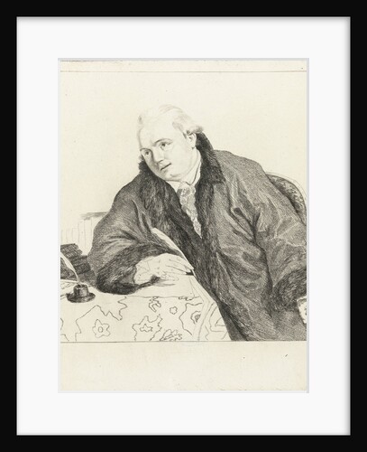 Johan Antoni Kauclitz Colizzi sitting at table with a quill in his hand by Louis Bernard Coclers