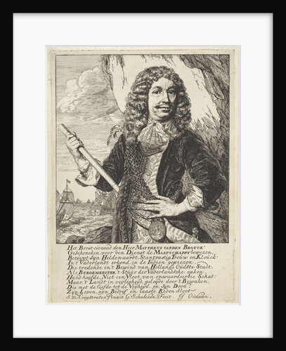 Portrait of the Dordrecht mayor and Admiral Mattheus van den Broucke chest with a jewel and a baton by Godfried Schalcken