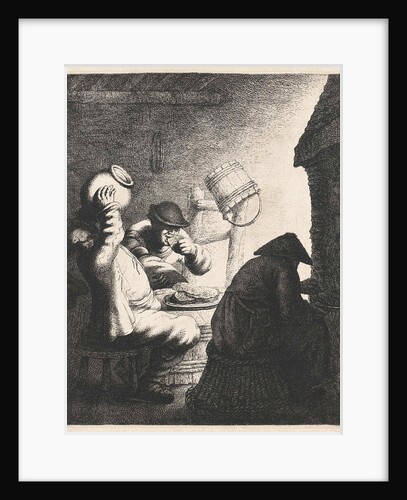Figures eat pancakes in an interior by Jan Gillisz. van Vliet