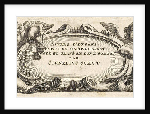 Four putti around a cartouche by Anonymous