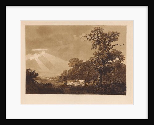 Hilly landscape with a herd of animals by Ludwig Gottlieb Portman