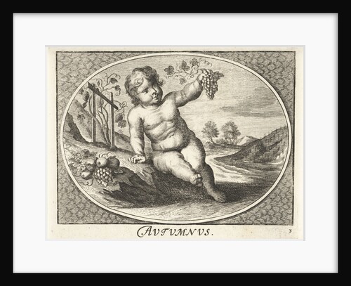 Autumn in form of child with grapes and fruit in oval by Joh. Christoph Schmidhammer