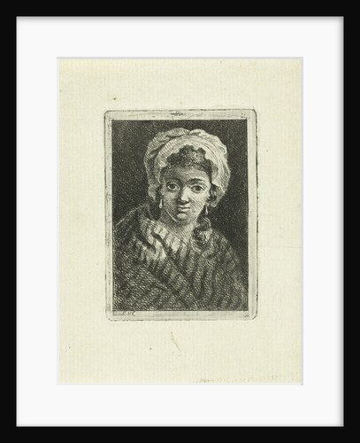 Young woman with hat and curly hair by Anonymous