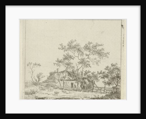 House with four sheep by Hermanus Fock