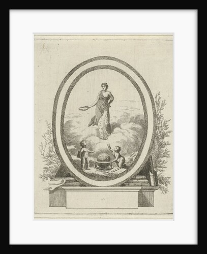 Vignette with woman with laurel wreath by Hermanus Fock
