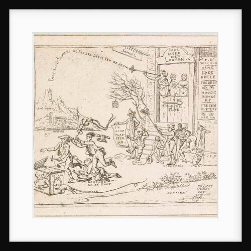 House with signboard 'Dutch School' by Hermanus Fock