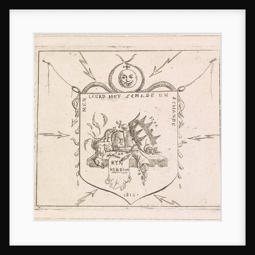 Coat with broken crowns and a torn banner of the Rhine Confederation by Hermanus Fock