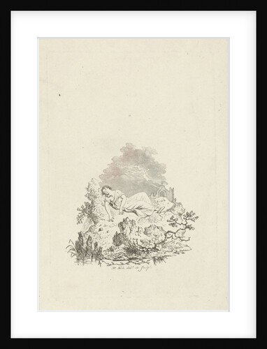 Against rock sleeping woman by Hermanus Fock